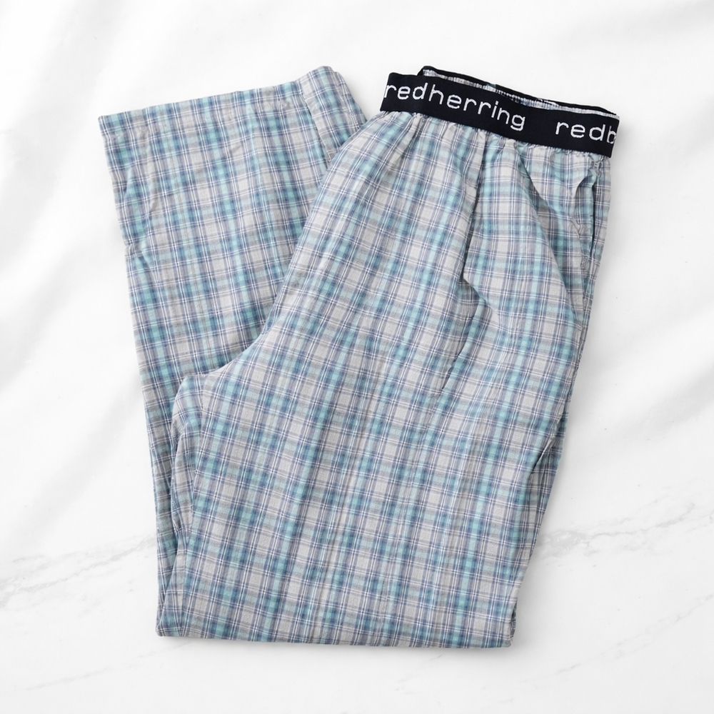 Red Herring Men’s Plaid Pajama Lounge Pants Size Medium Blue Check Sleepwear